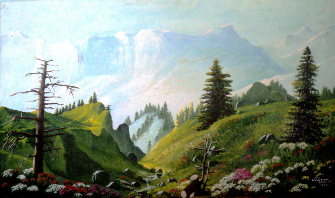 Painting: The Alps valley